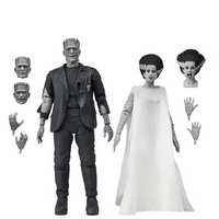 The Bride of Frankenstein 90th Anniversary Monster and His Mate 7" Scale B&W 2 Pack